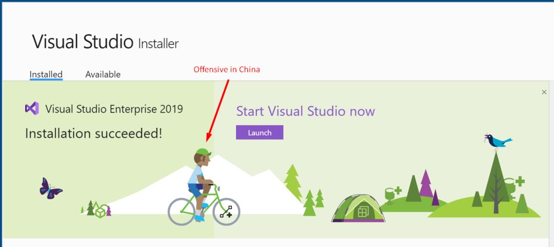 Visual Studio安装程序中的背景图绿帽子摊上事了？插图