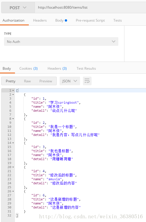 springboot使用JdbcTemplate完成对数据库的增删改查插图1